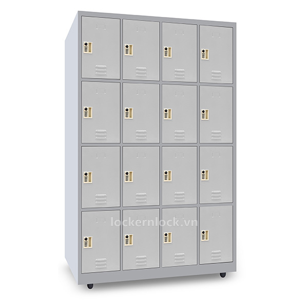 Tủ locker sắt N4 - 16 cửa 4 cột - màu xám