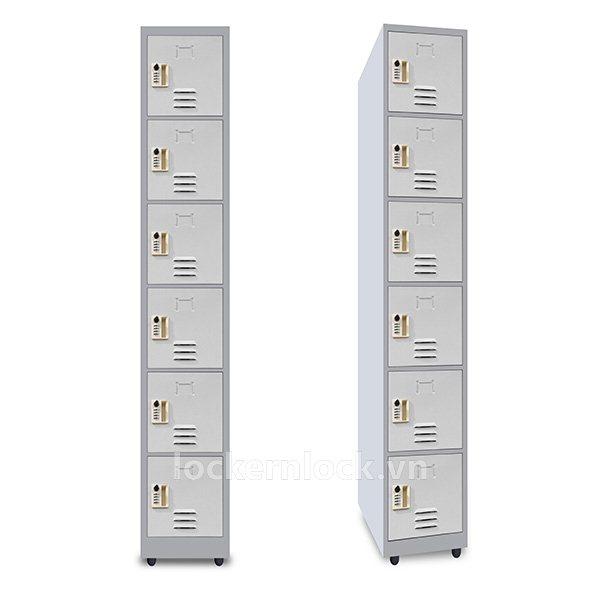 Tủ locker sắt NS6 - 6 cửa 1 cột - màu xám
