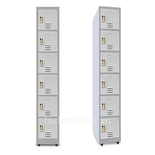 Tủ locker sắt NS6 - 6 cửa 1 cột - màu xám