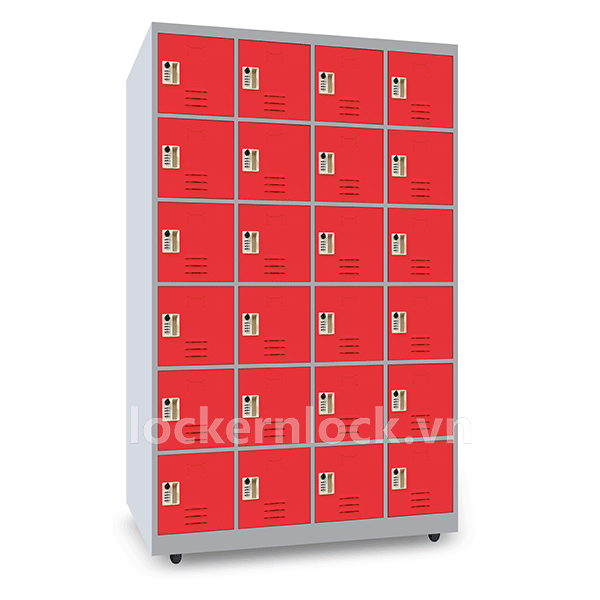 Tủ locke sắt NS6 24 cửa 4 cột màu đỏ